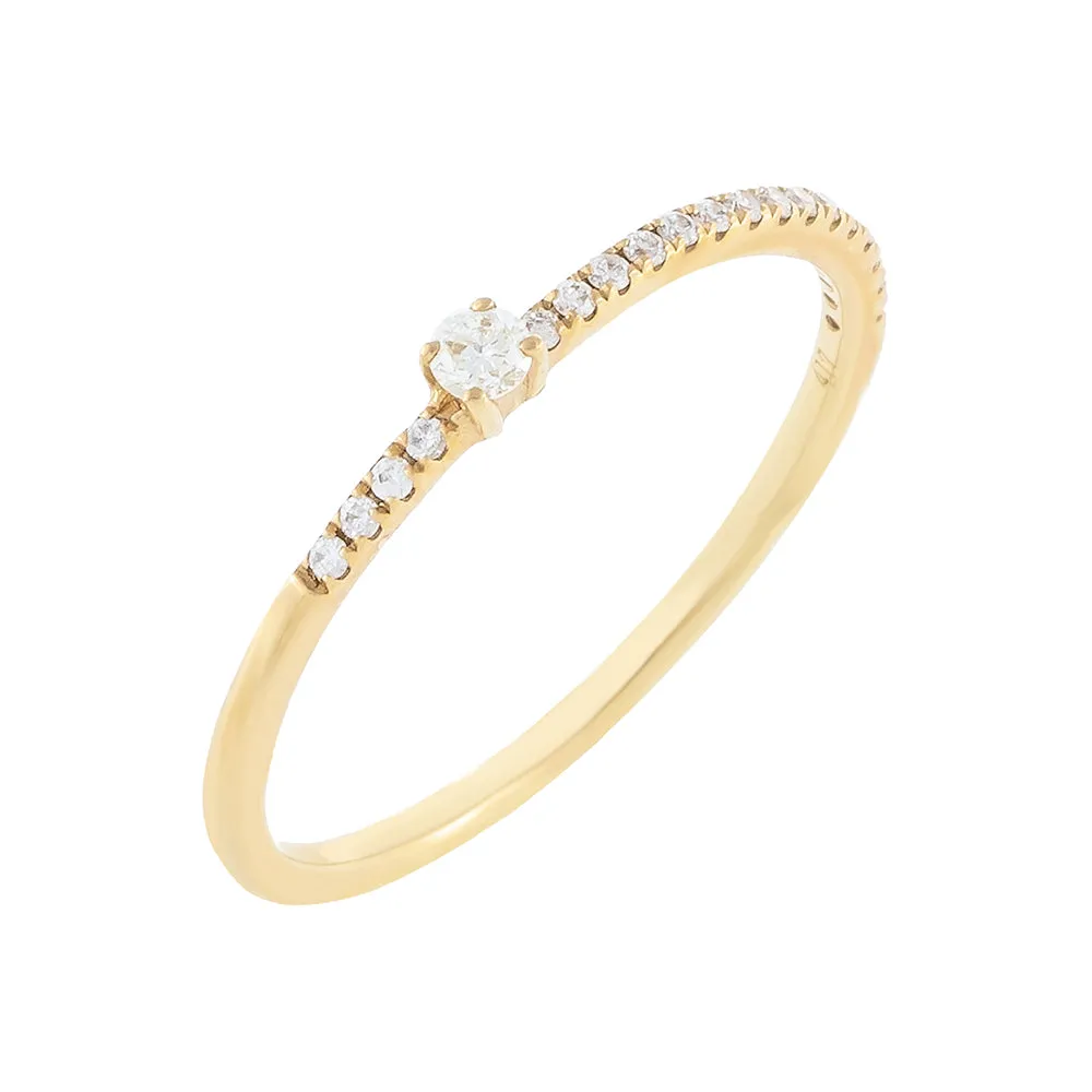 Diamond Micropavé X Solitaire Ring 10K
