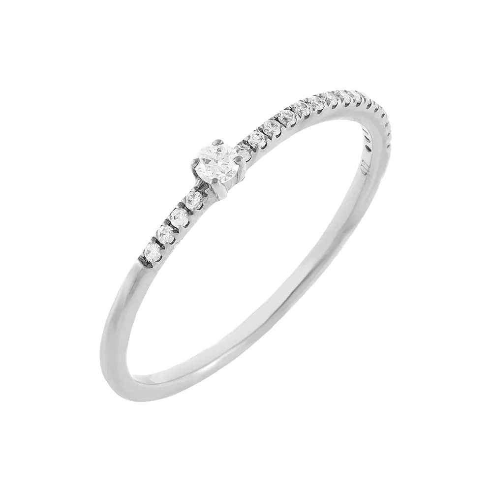 Diamond Micropavé X Solitaire Ring 10K