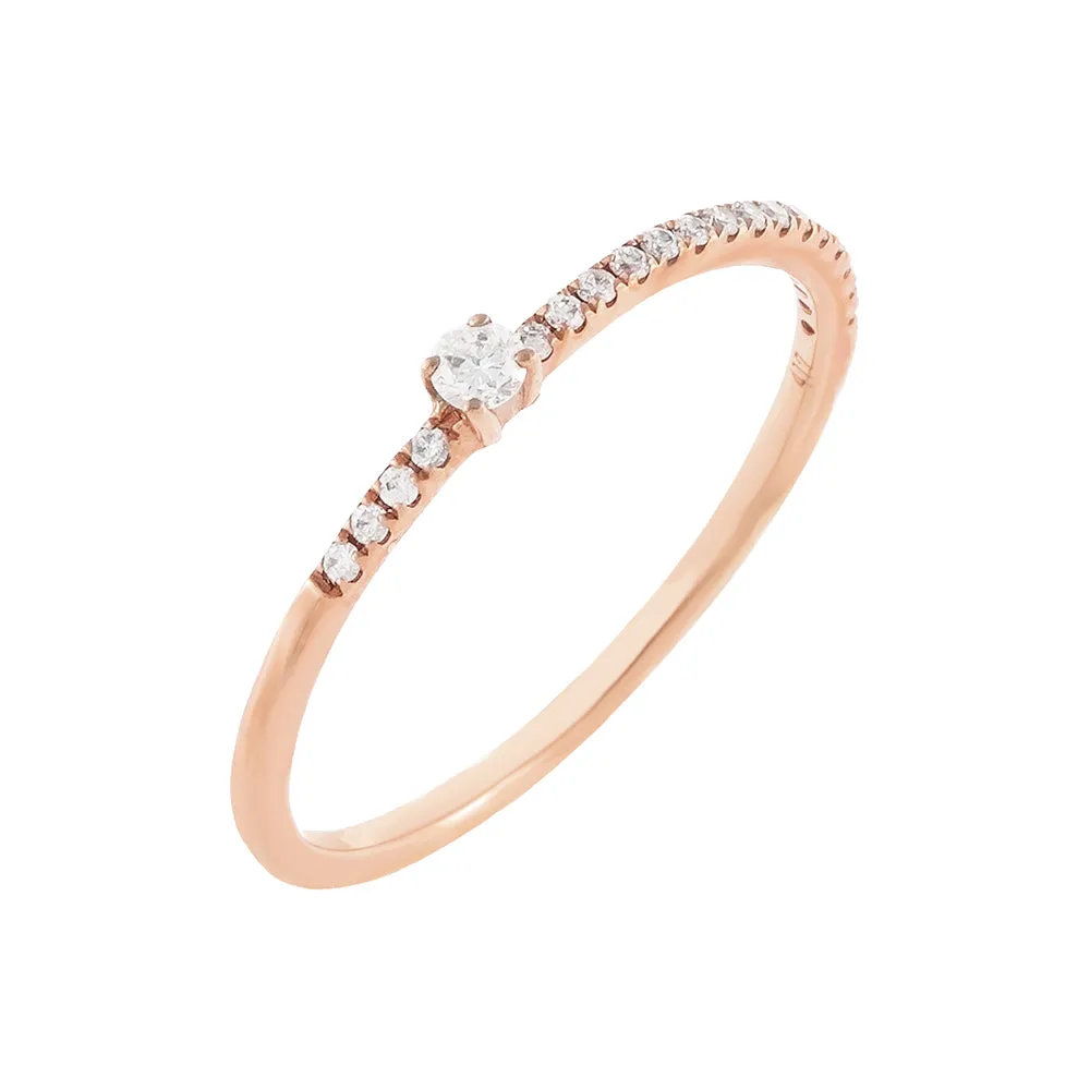 Diamond Micropavé X Solitaire Ring 10K