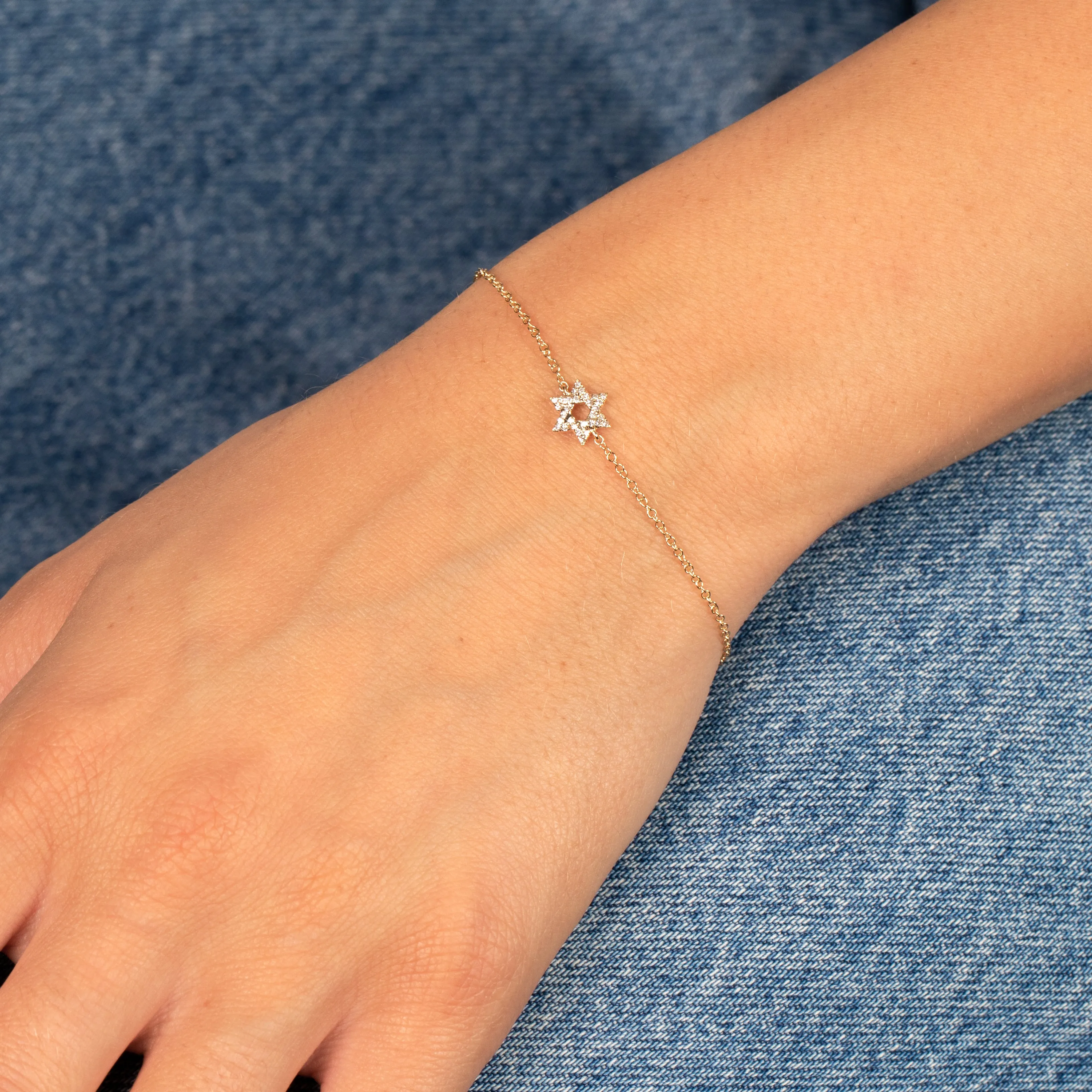 Diamond Pave Star Of David Bracelet 14K