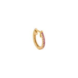 Diamond Sapphire Pink Huggie Earring 14K