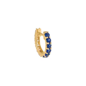 Diamond X Sapphire Wide Huggie Earring 14K