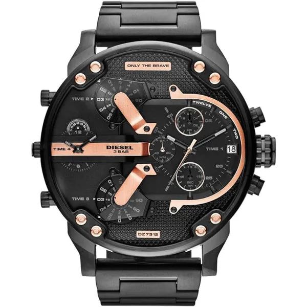 Diesel Black Stainless Steel Black Dial Quartz Watch for Gents - DZ7312