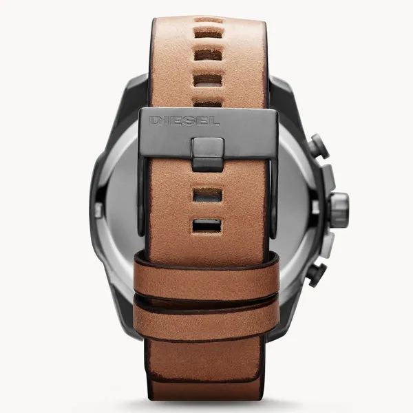 Diesel Brown Leather Strap White Dial Quartz Watch for Gents - DZ4280