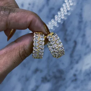 Doble - Diamond Hoop Earrings (Gold)