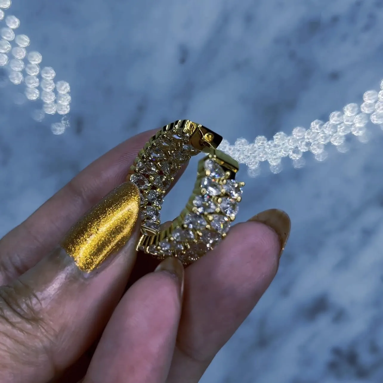 Doble - Diamond Hoop Earrings (Gold)