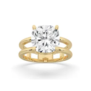 Double Band Cushion Solitaire Ring