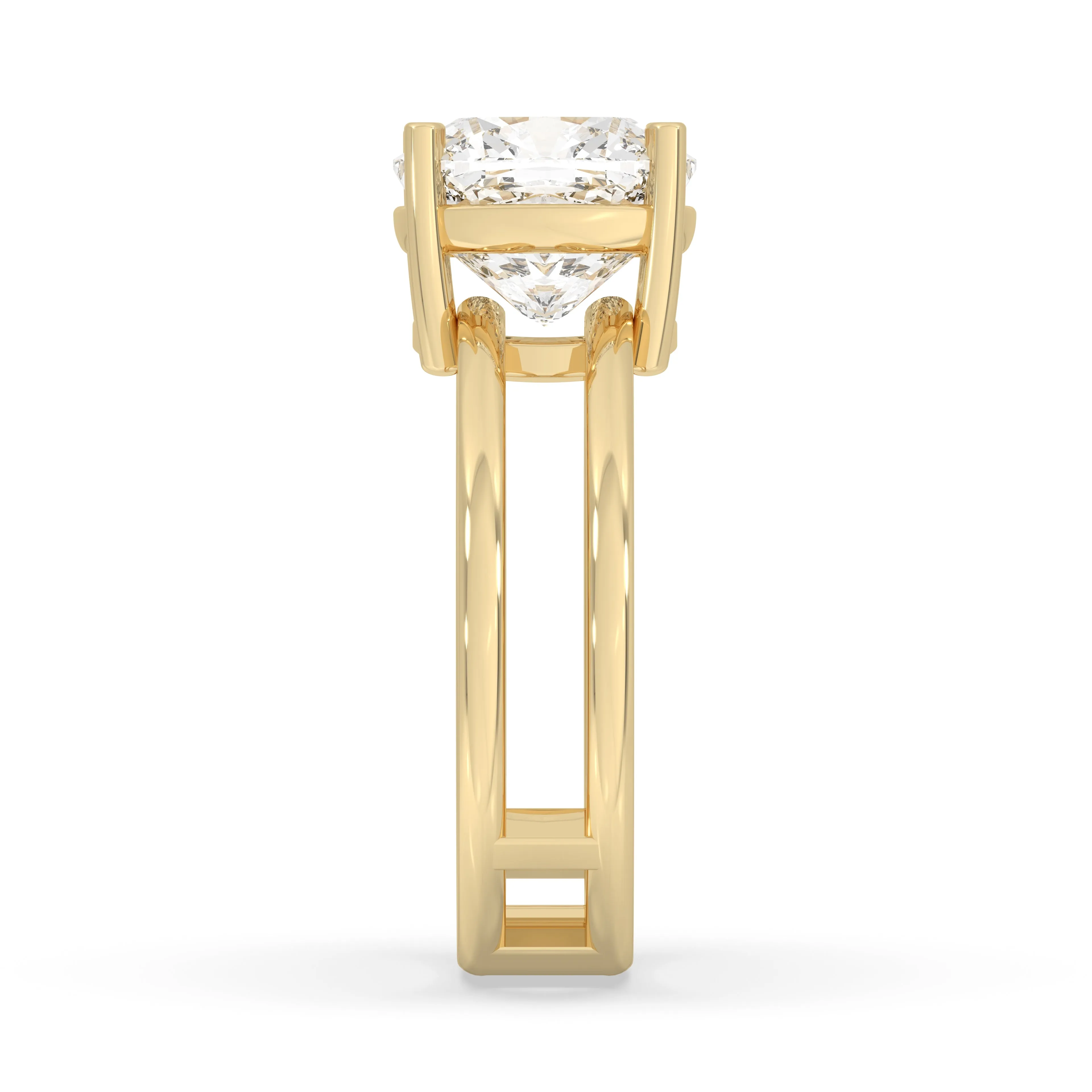 Double Band Cushion Solitaire Ring