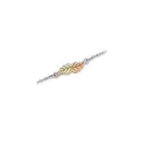 Double Leaf Ankle - Sterling Silver Black Hills Gold Bracelet