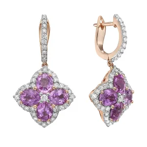 Earrings 14KR/4.2G 8P.SAP-3.5CT 88RD-0.66CT