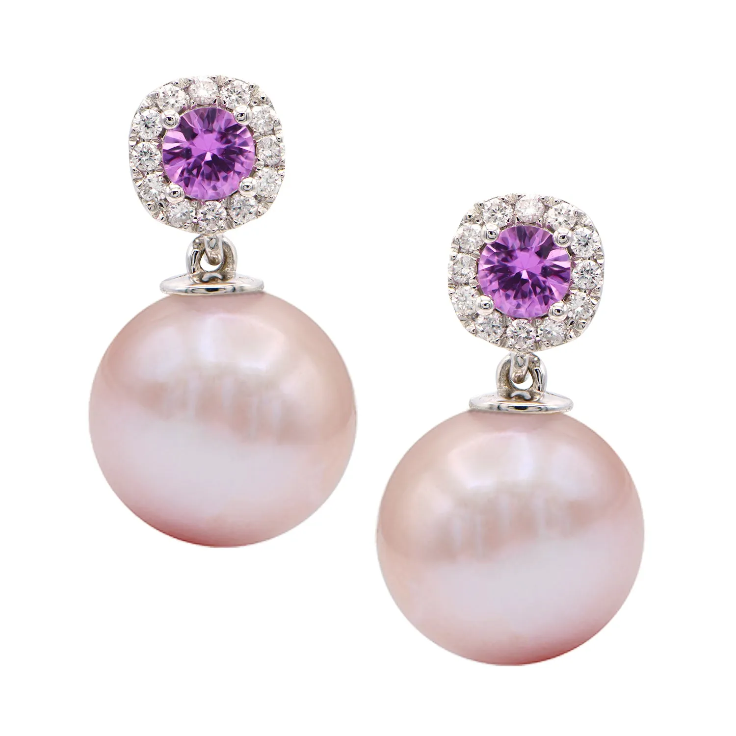 Earrings 14KW/1.3G P.FW 2PS-0.39CT 24RD-0.14CT 10-11mm