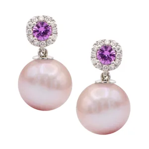 Earrings 14KW/1.3G P.FW 2PS-0.39CT 24RD-0.14CT 10-11mm