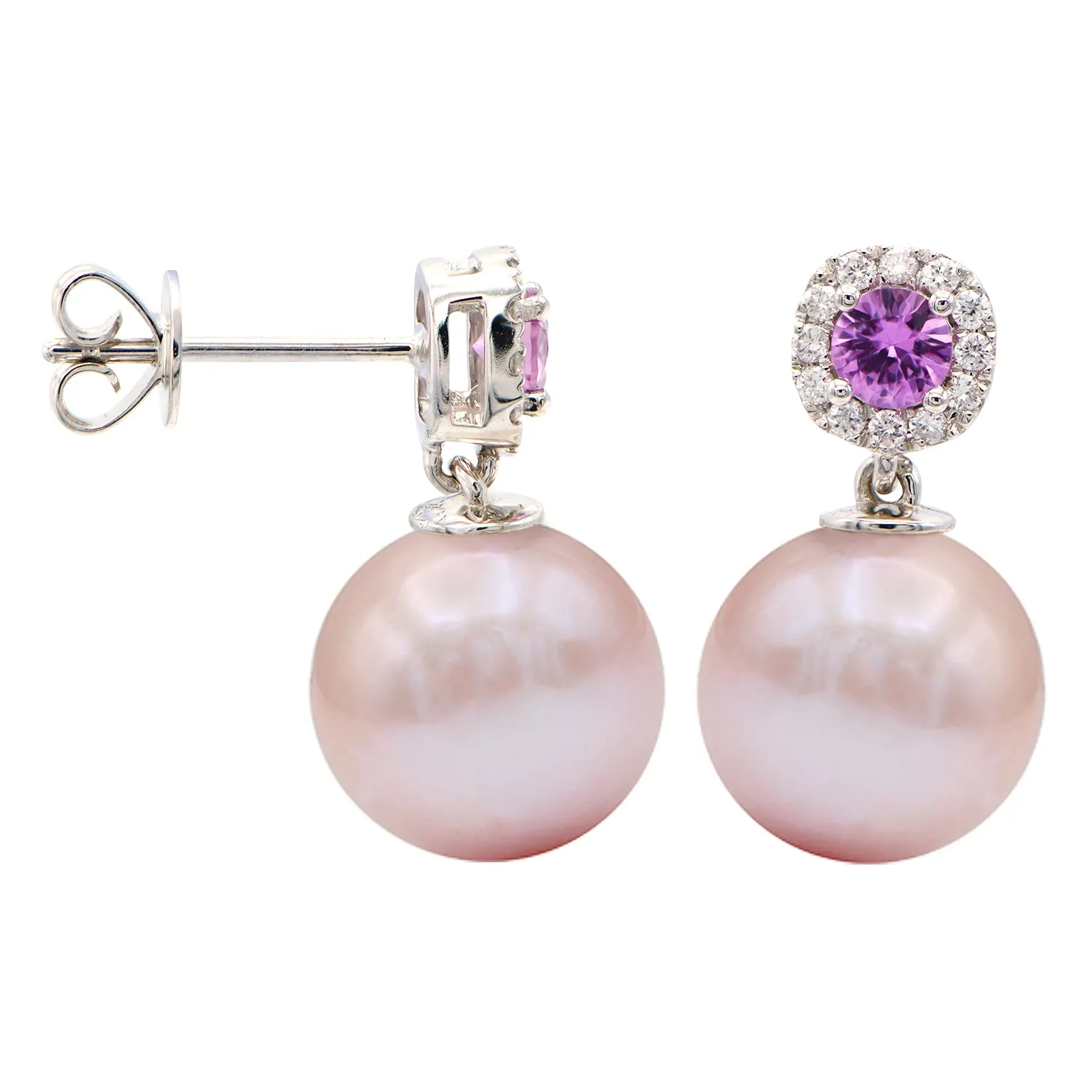 Earrings 14KW/1.3G P.FW 2PS-0.39CT 24RD-0.14CT 10-11mm
