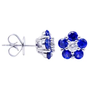 Earrings 18KW/3.1G 10SAPP-1.50CT 2RD-0.24CT