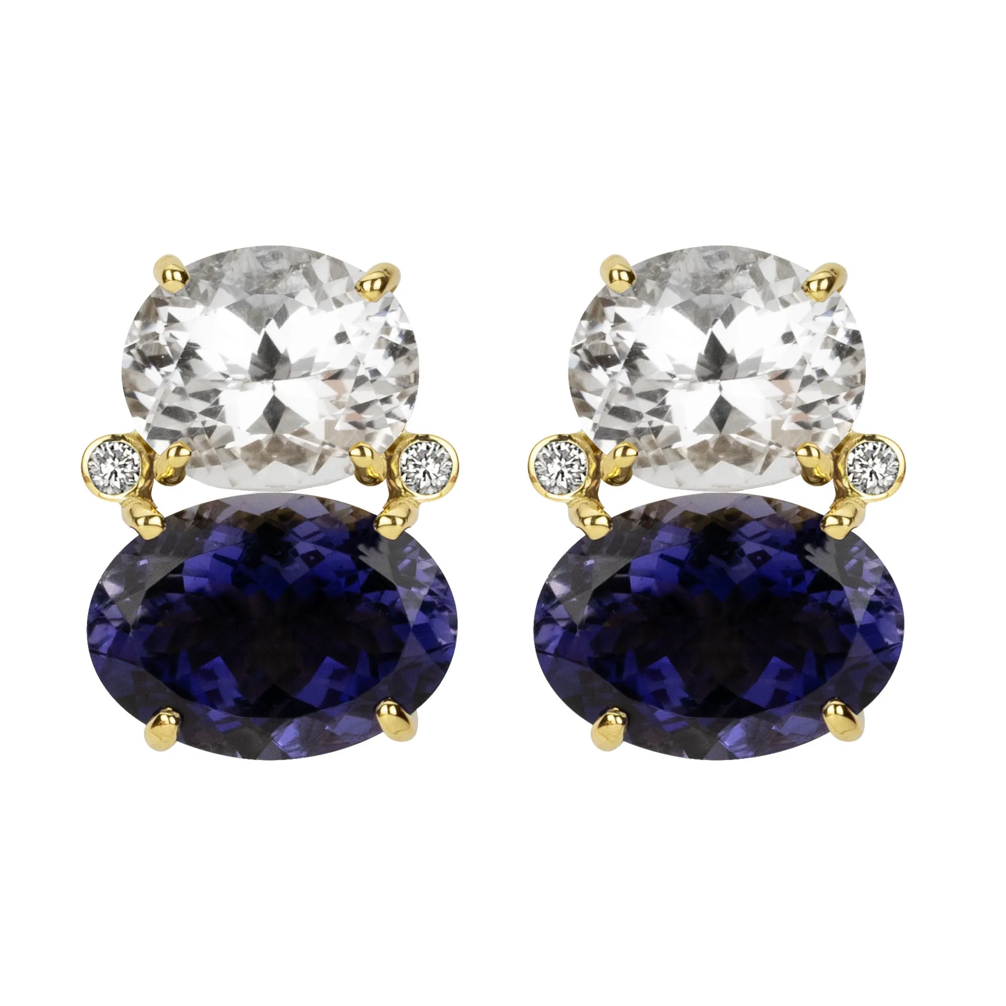 Earrings - Crystal, Iolite And Diamond (2352C)