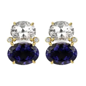 Earrings - Crystal, Iolite And Diamond (2352C)