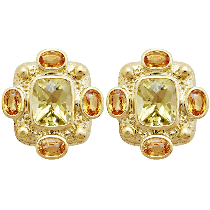 Earrings- Lemon Quartz & Yellow Sapphire
