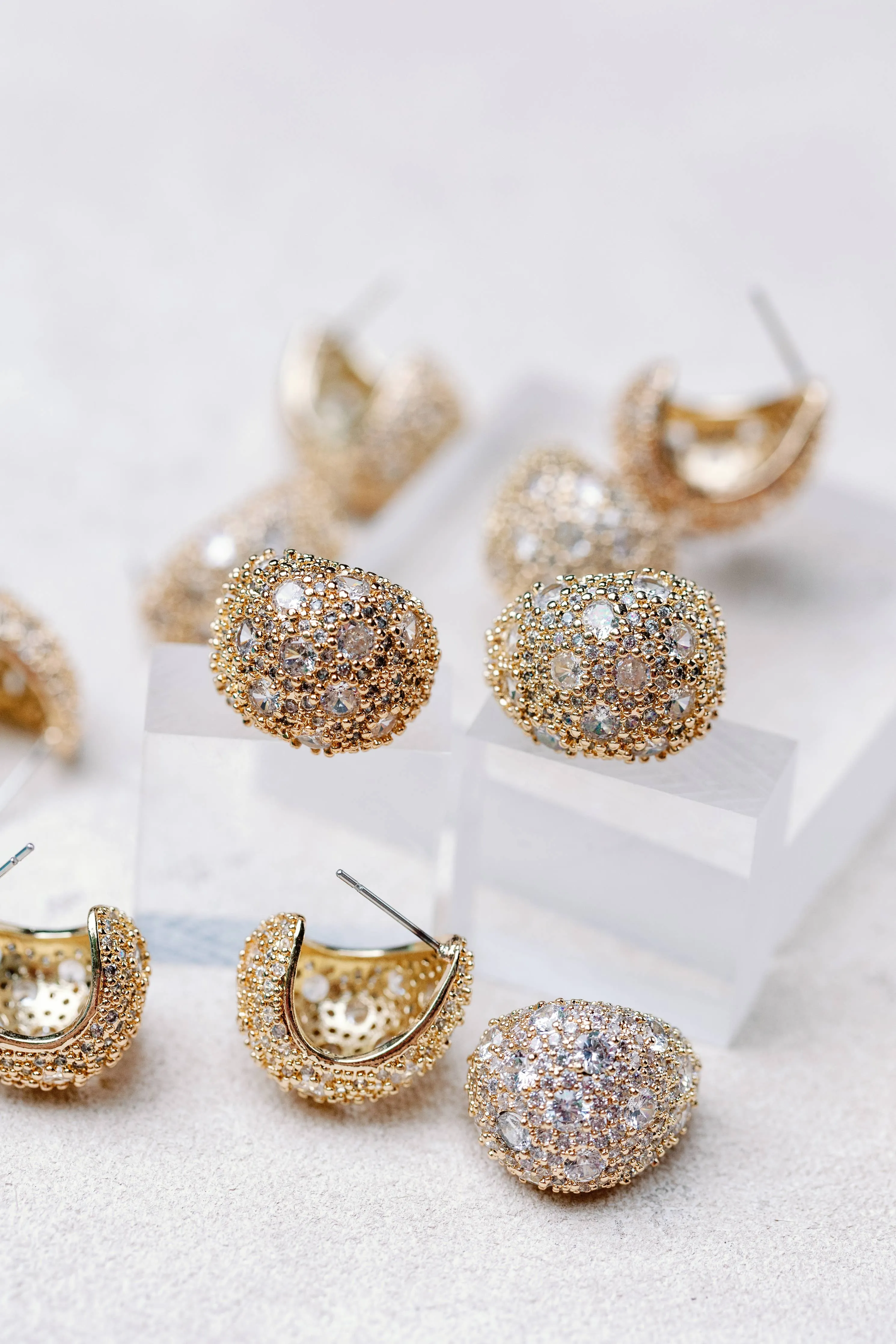 Earrings - Pave Crystal Gumdrop Earrings