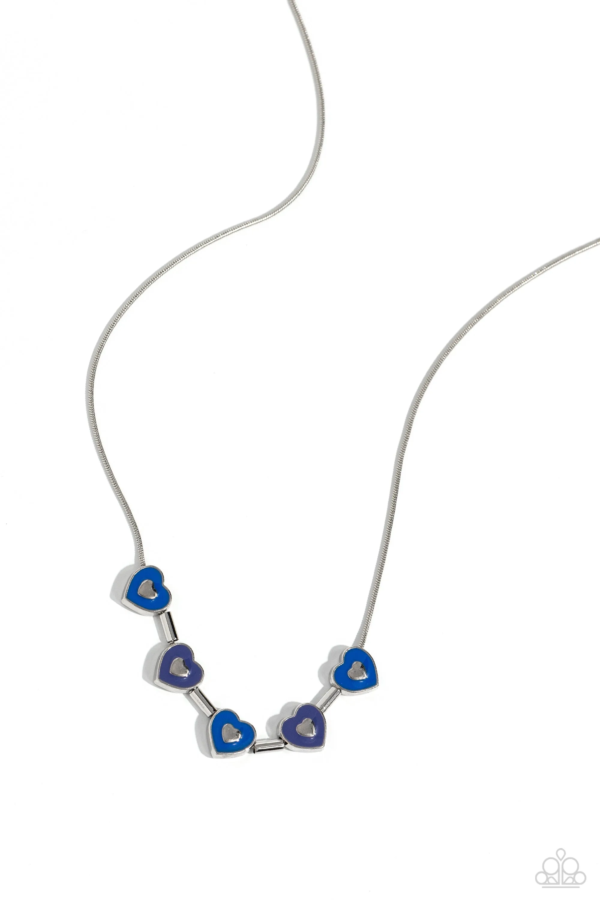 ECLECTIC Heart - Blue - Painted Heart Paparazzi Short Necklace
