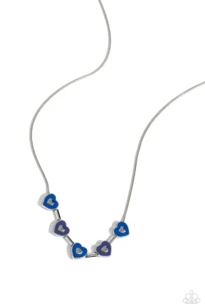 ECLECTIC Heart - Blue - Painted Heart Paparazzi Short Necklace