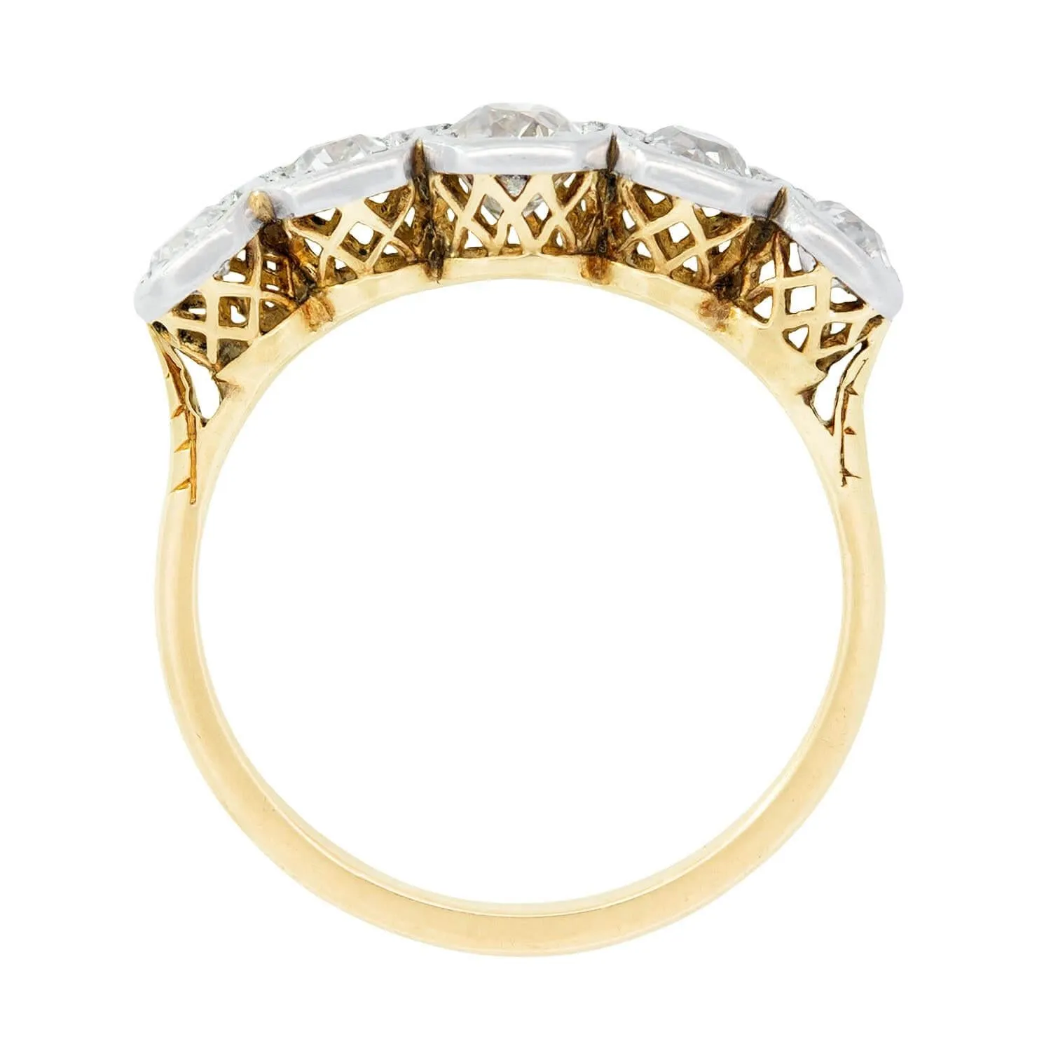 Edwardian 18k and Platinum 5 Stone Engagement Ring