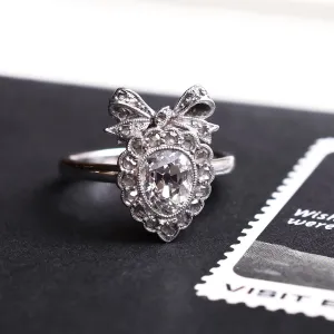 Edwardian Diamond Bowed Heart Ring