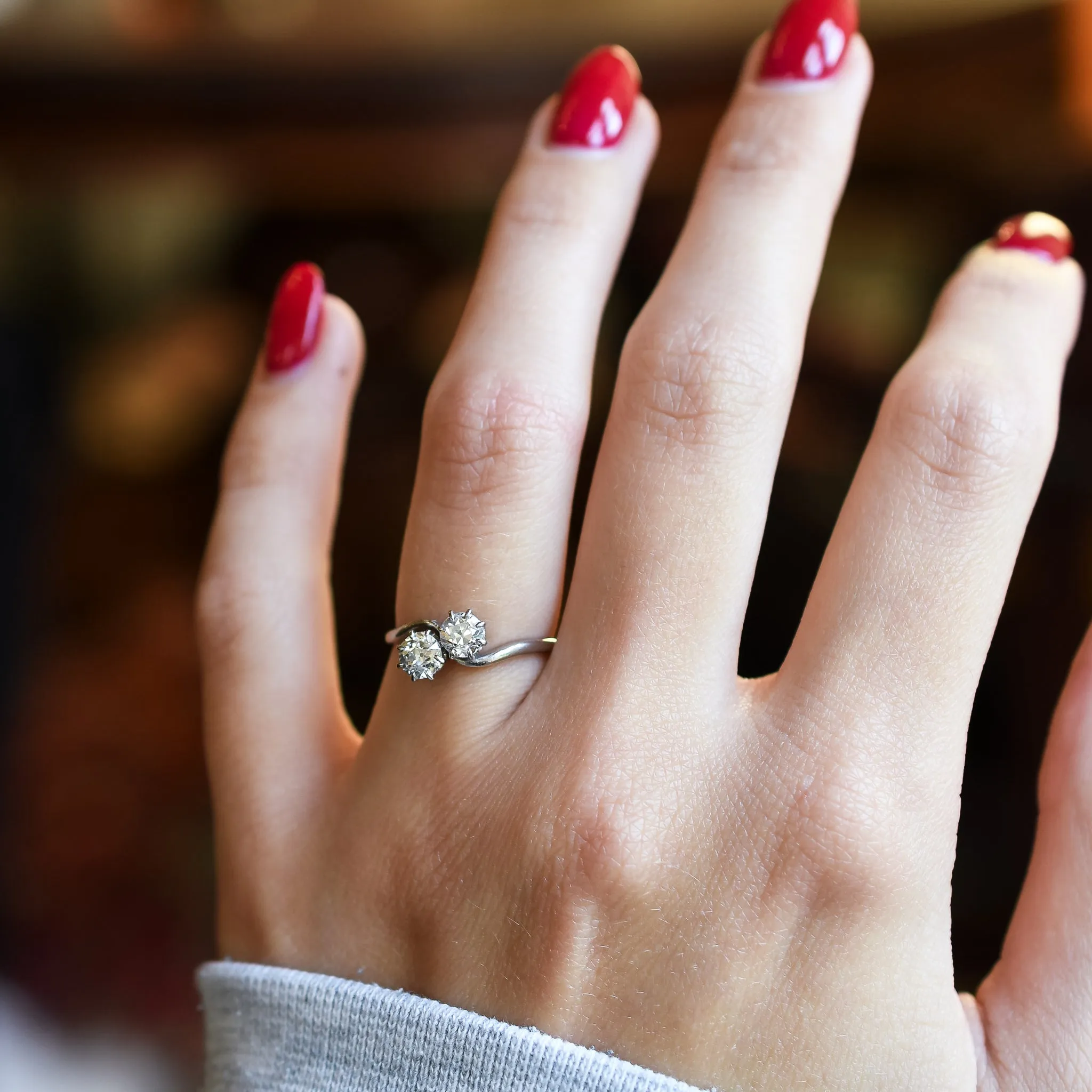 Edwardian Diamond "Toi et Moi" Engagement Ring