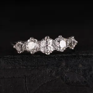 Edwardian Old Mine Cut Diamond 5-Stone Half-Hoop Ring