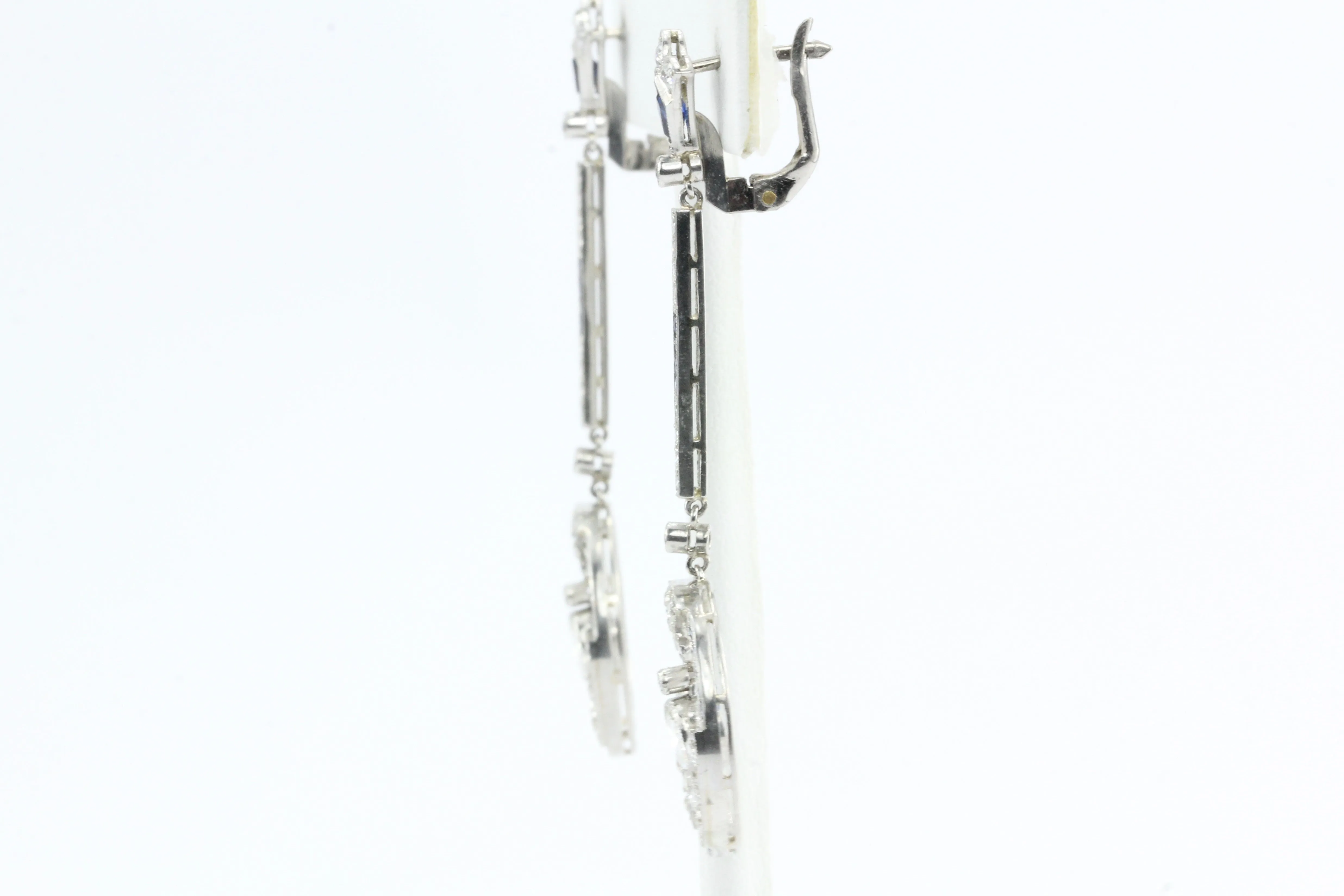 Edwardian Platinum Sapphire & Diamond Earrings c.1910