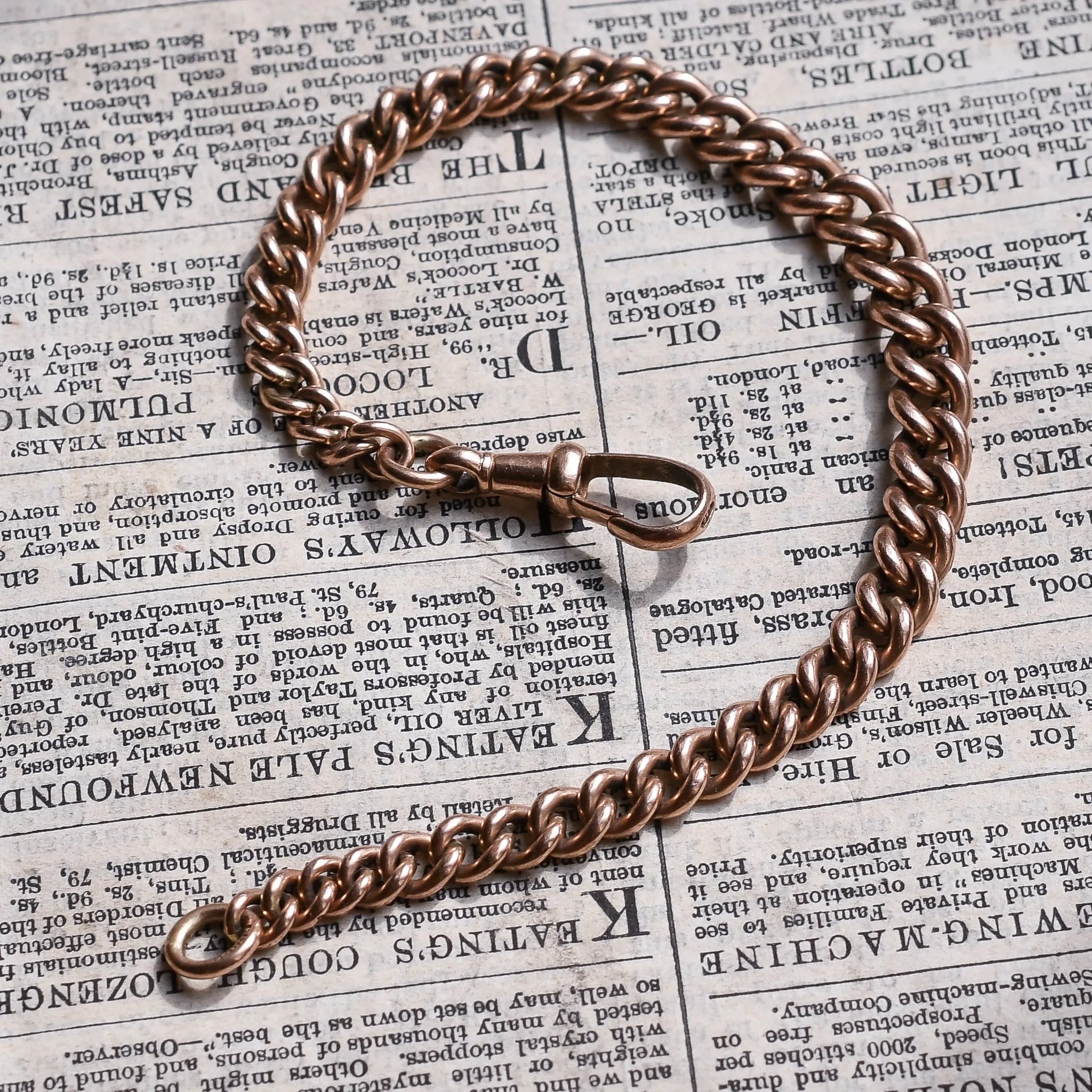 Edwardian Rose Gold Graduated Curb Link Bracelet