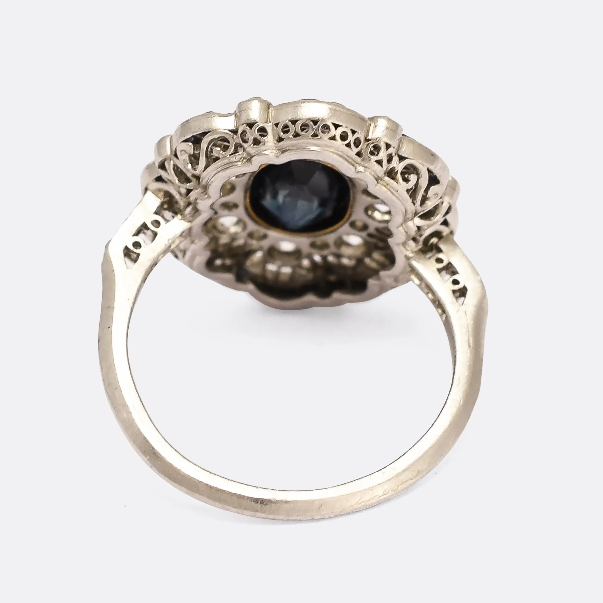 Edwardian Sapphire & Diamond Openwork Cocktail Ring