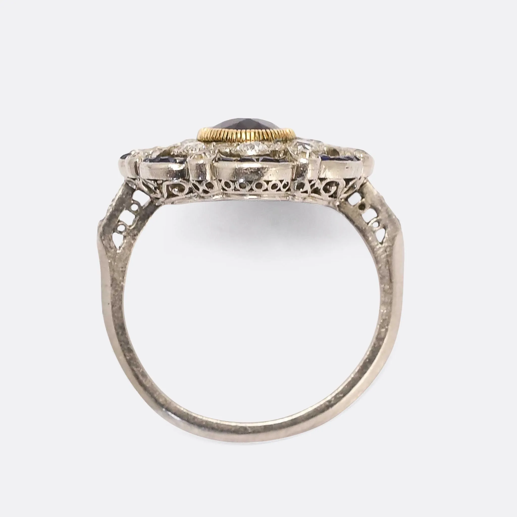 Edwardian Sapphire & Diamond Openwork Cocktail Ring