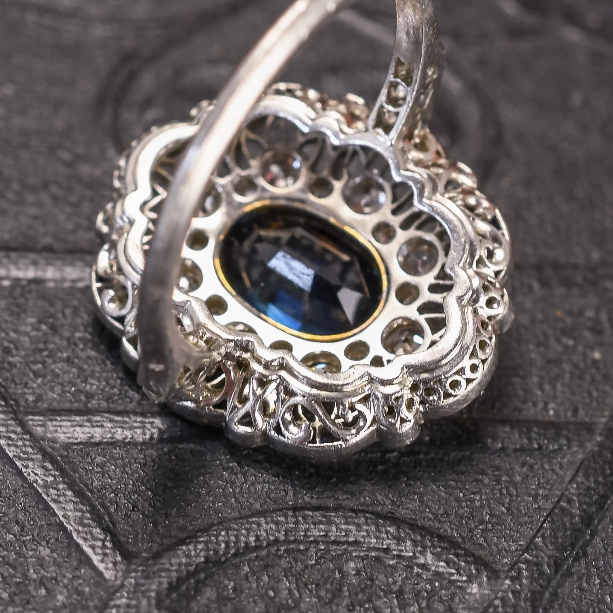 Edwardian Sapphire & Diamond Openwork Cocktail Ring