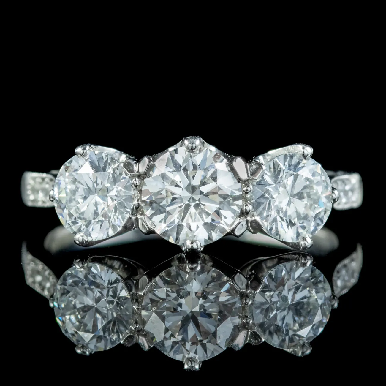 Edwardian Style Diamond Trilogy Ring 2.15ct Of Diamond