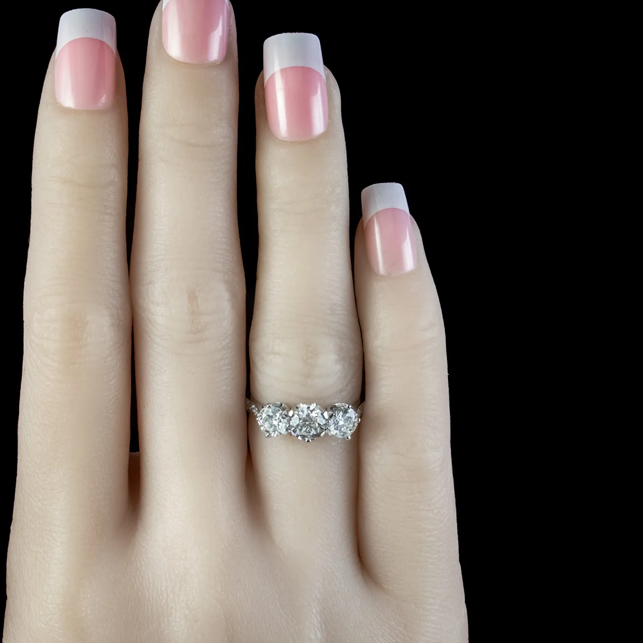 Edwardian Style Diamond Trilogy Ring 2.15ct Of Diamond