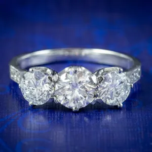 Edwardian Style Diamond Trilogy Ring 2.15ct Of Diamond