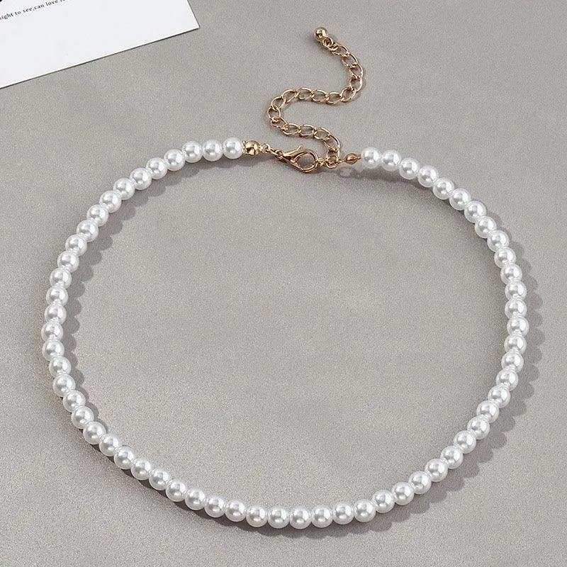 Elegant Necklace Shell Pearl With Silver Chain