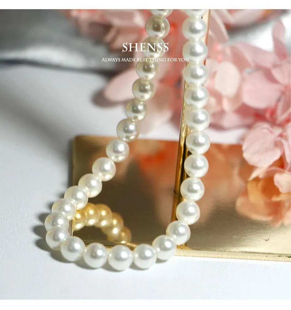 Elegant Necklace Shell Pearl With Silver Chain