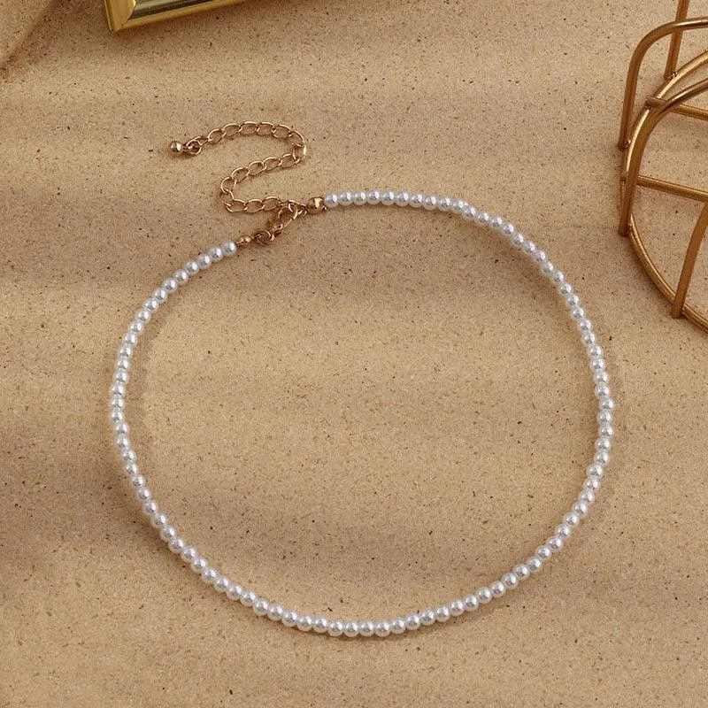 Elegant Necklace Shell Pearl With Silver Chain