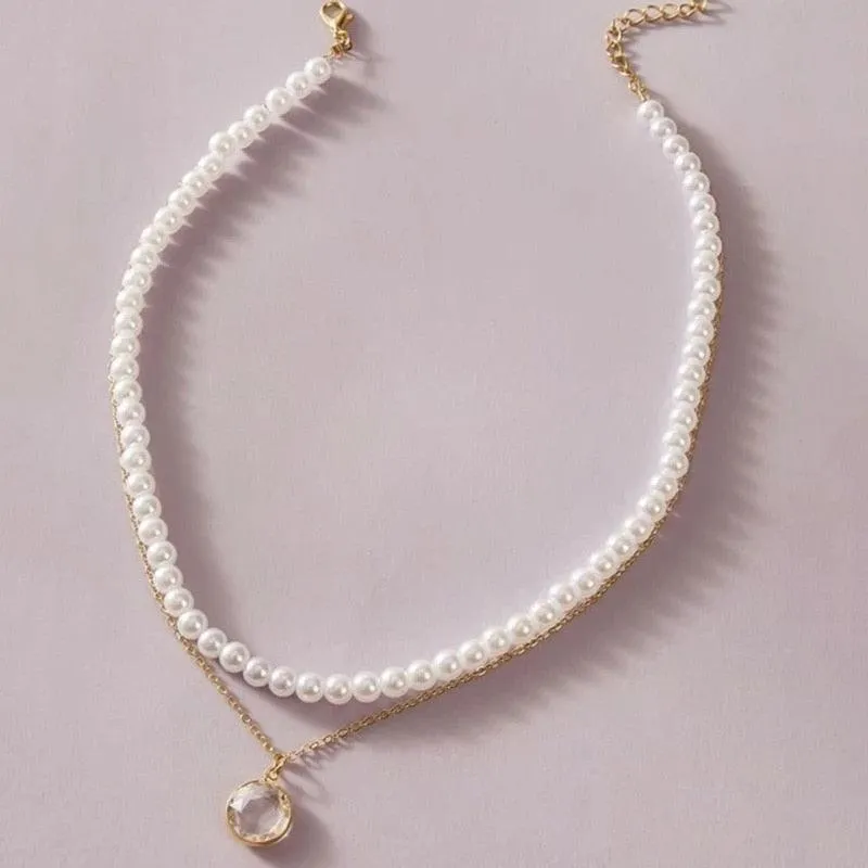 Elegant Necklace Shell Pearl With Silver Chain