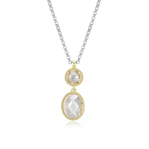Elle Essence Sterling Silver 18K Yellow Gold/Rhodium Plated Oval and Round CZ Necklace