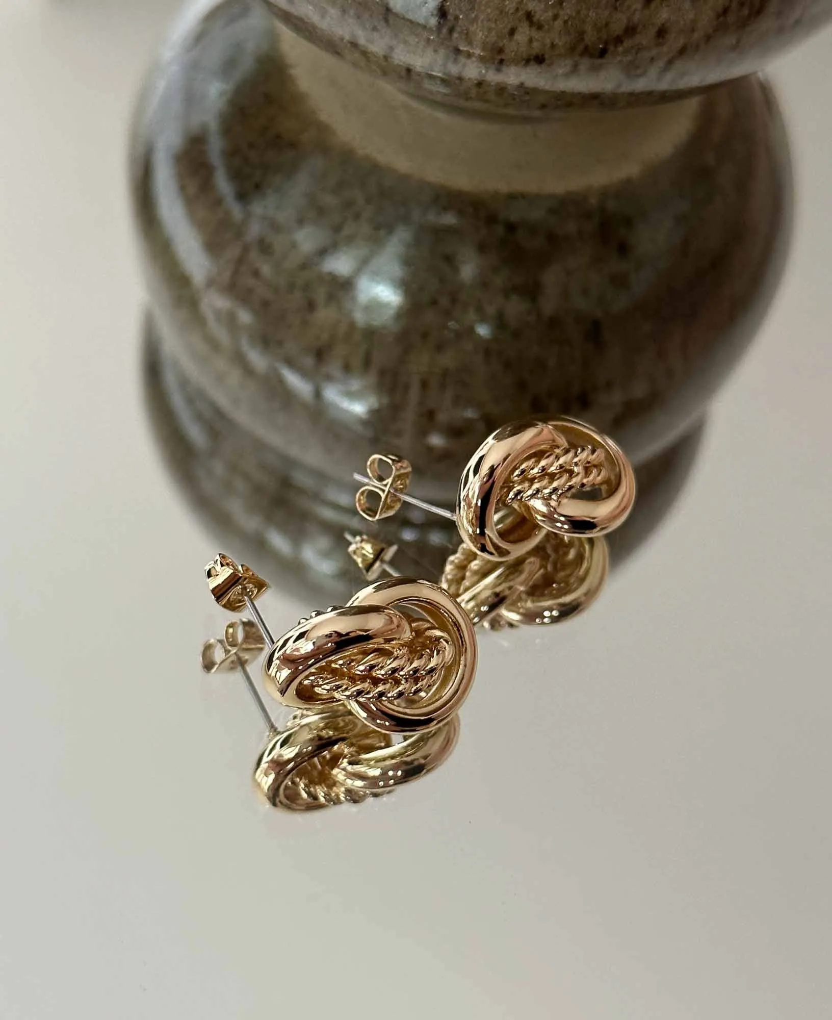 Elodie Textured Knot Gold Earrings