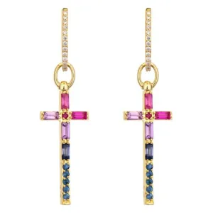 Elongated Sapphire & Diamond Cross Top Switch Charm