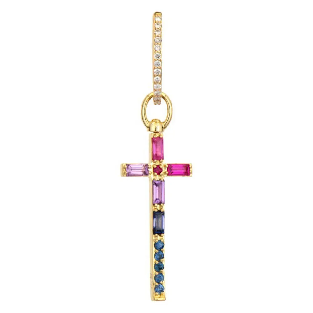 Elongated Sapphire & Diamond Cross Top Switch Charm