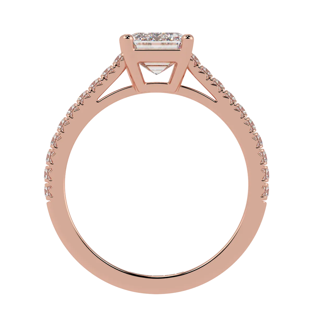 Emerald, Pavé Engagement Ring
