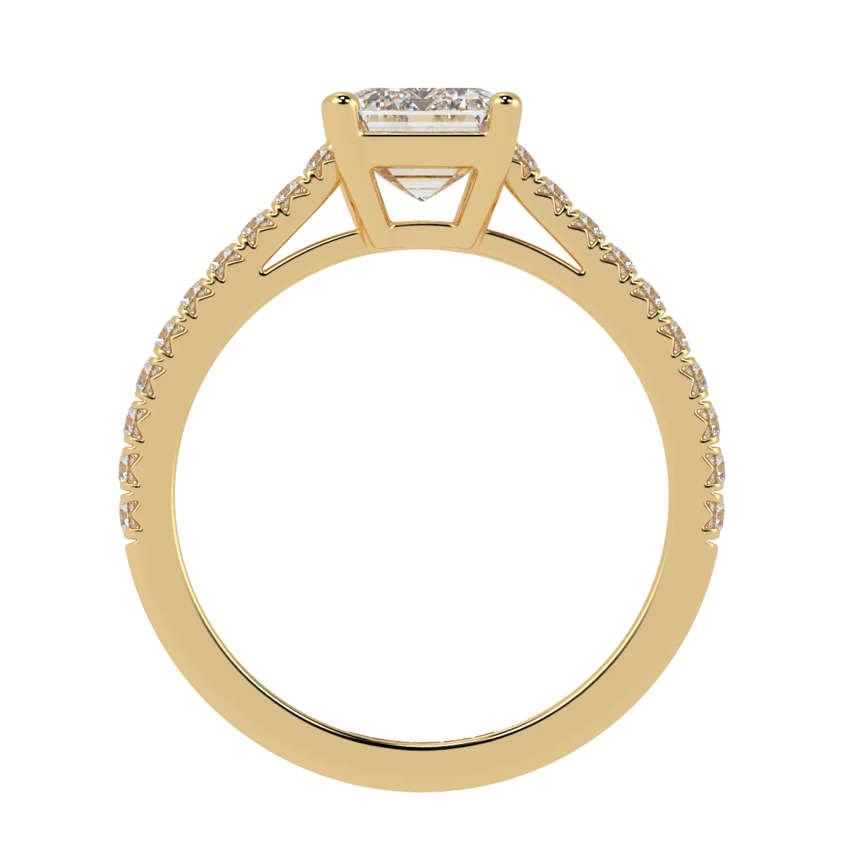 Emerald, Pavé Engagement Ring