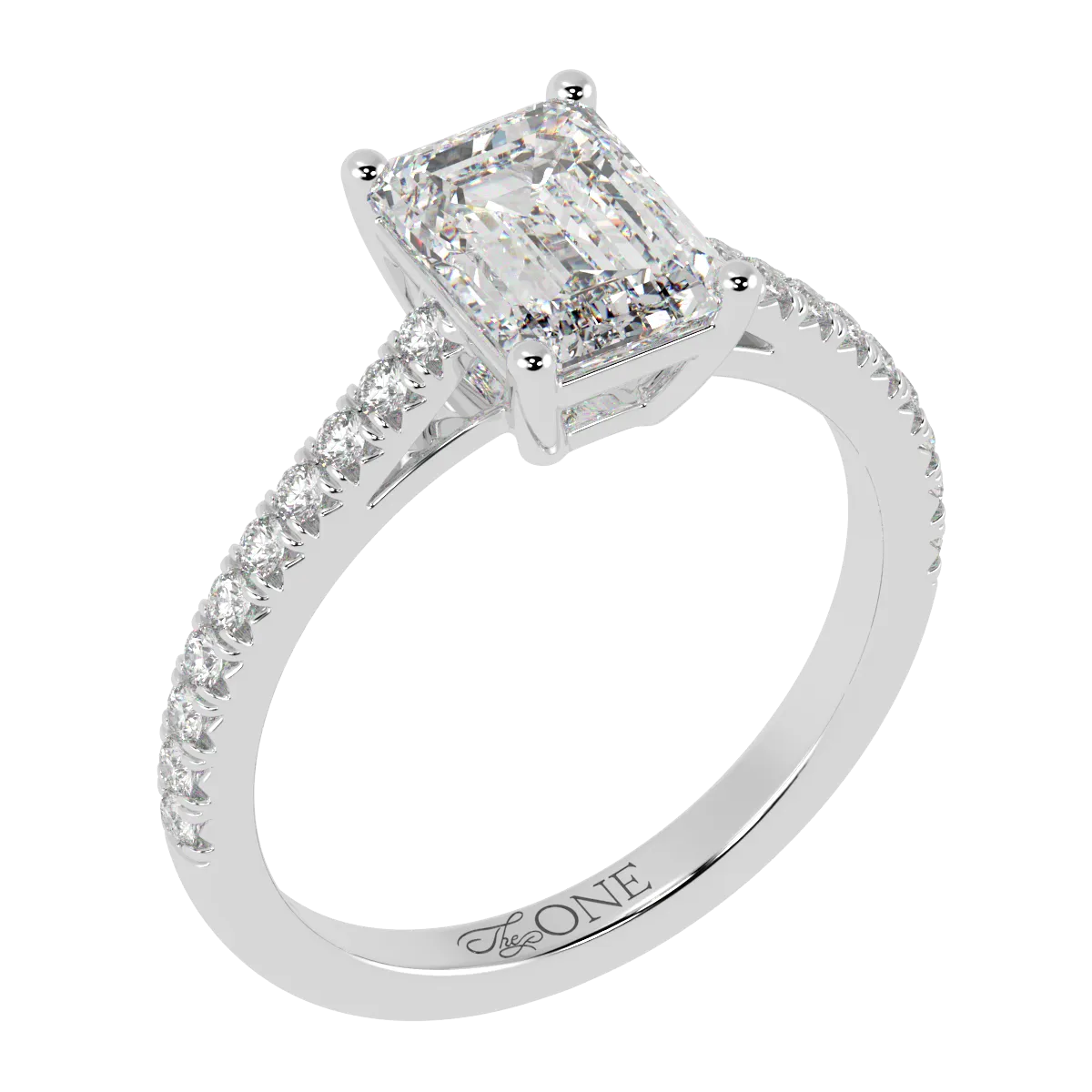 Emerald, Pavé Engagement Ring