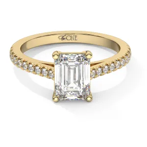 Emerald, Pavé Engagement Ring