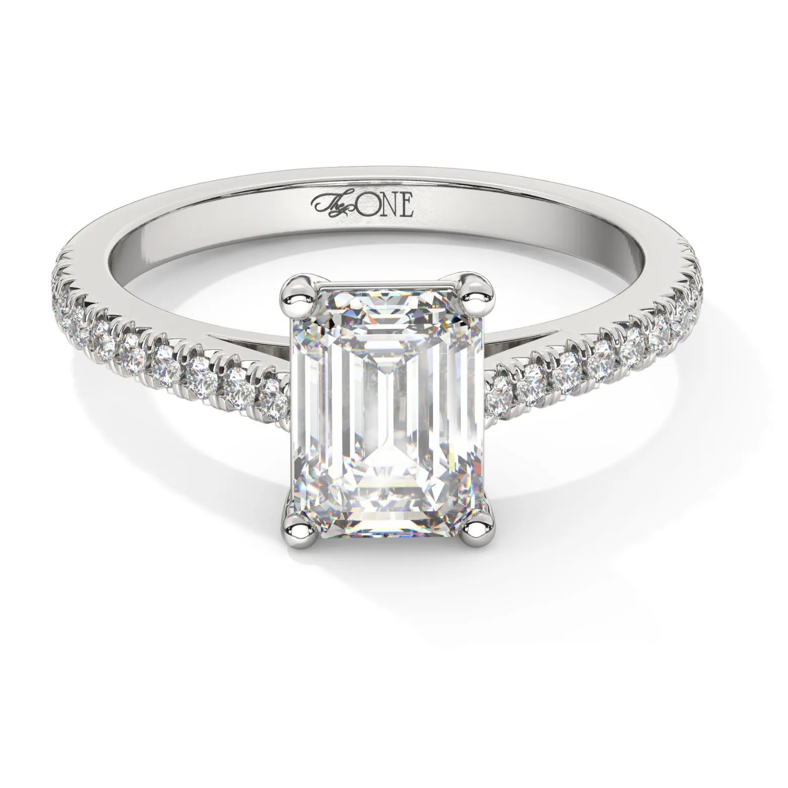 Emerald, Pavé Engagement Ring