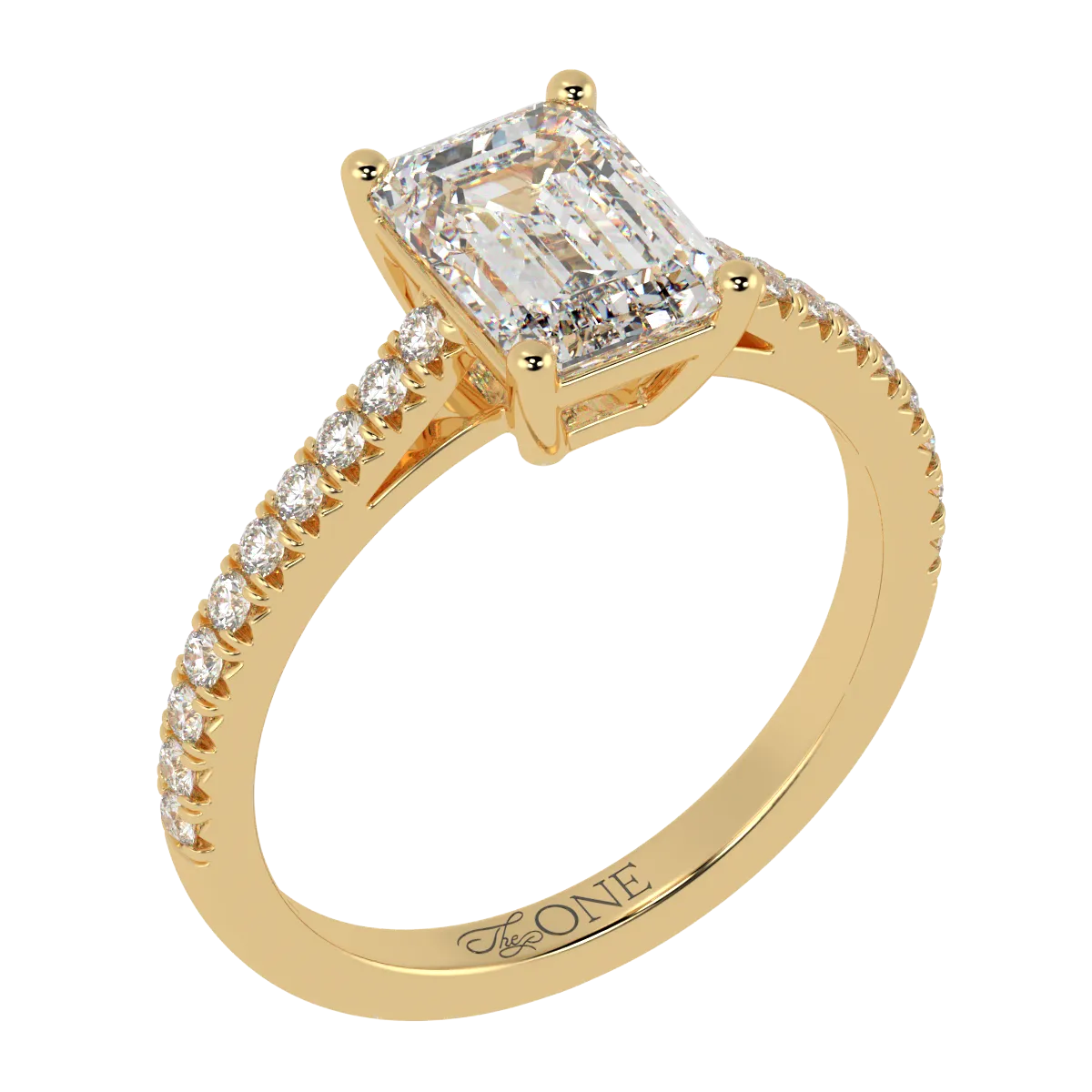 Emerald, Pavé Engagement Ring